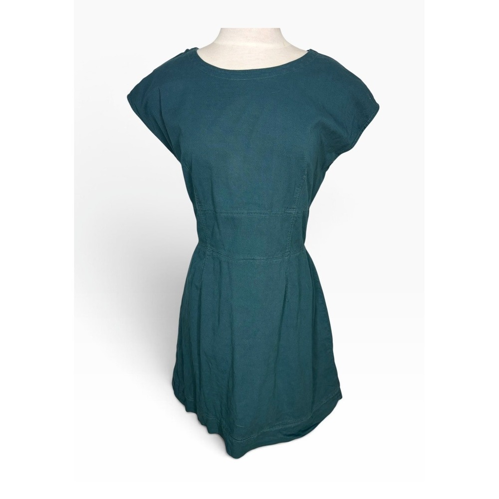Anthropologie Green Open Back Tie Waist Mini Dress Cutout Short Sleeve Boho Chic